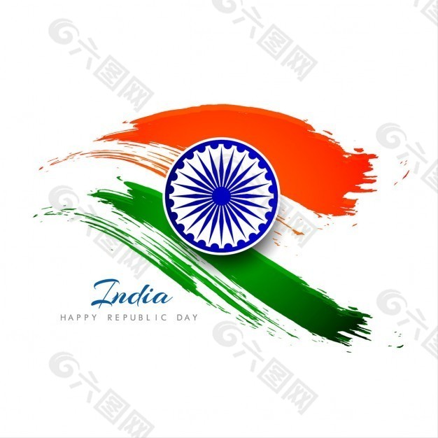 印度共和国日，背景用水彩