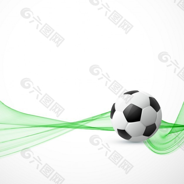 背景：有足球和抽象的绿色形状。