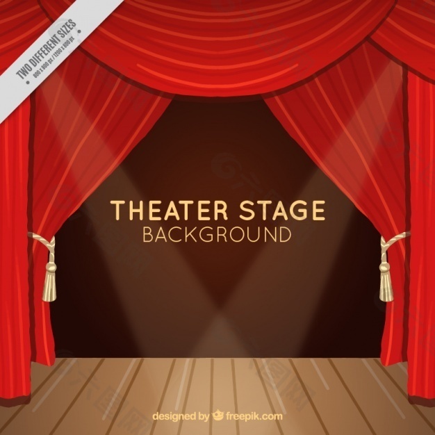 剧院舞台背景与红色窗帘