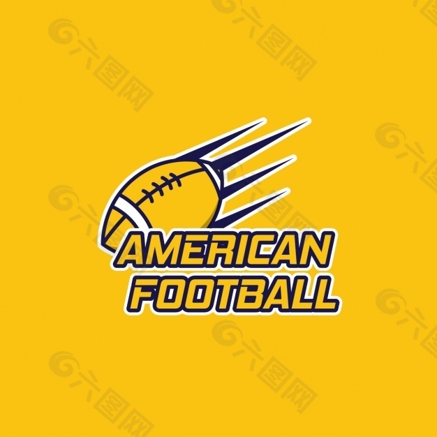 美国足球标志，黄色背景