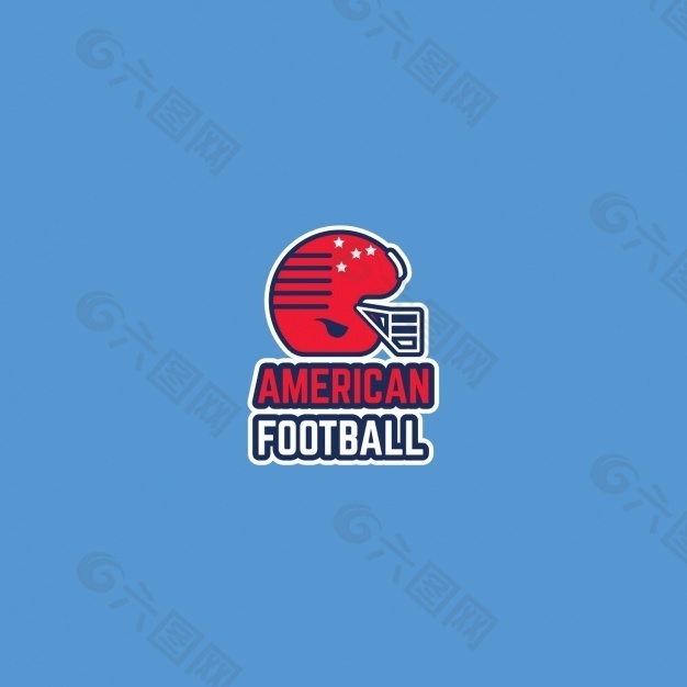 美式足球标志，蓝色背景