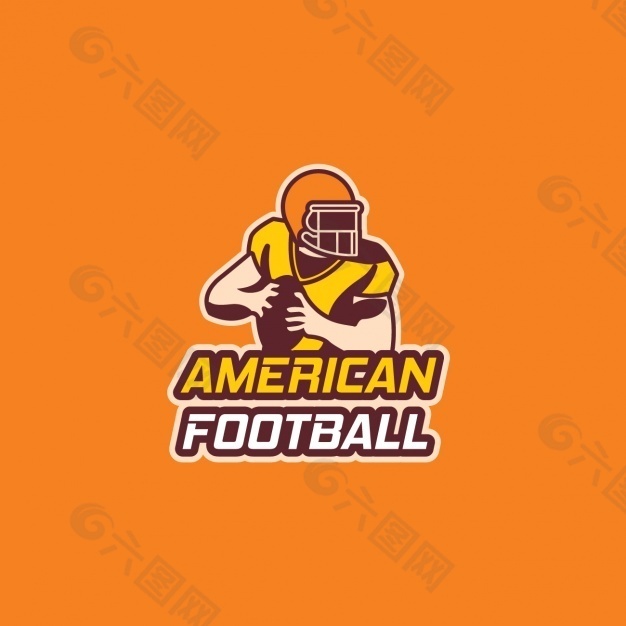 美国足球标志，橙色背景