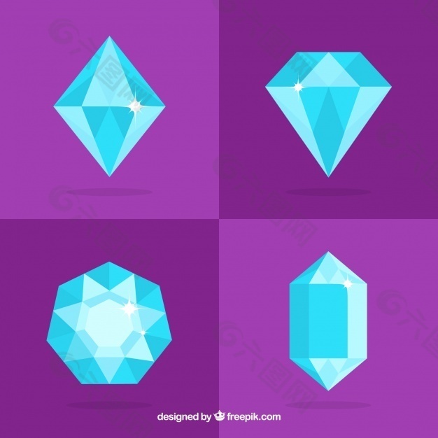 四个蓝色宝石宝石包