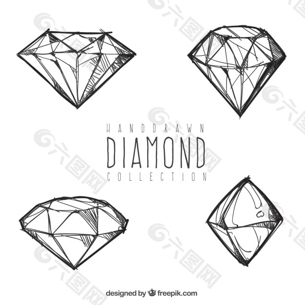 四枚手绘钻石