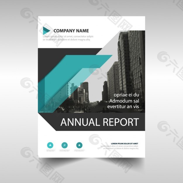 带有几何形状的黑色和蓝色企业手册