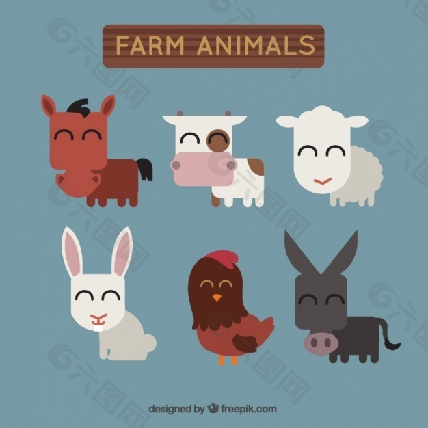 平板设计中的农场动物