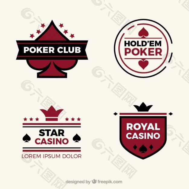 在平面设计中收集四个赌场标志