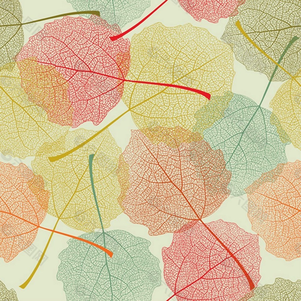 彩色漂亮叶子矢量图