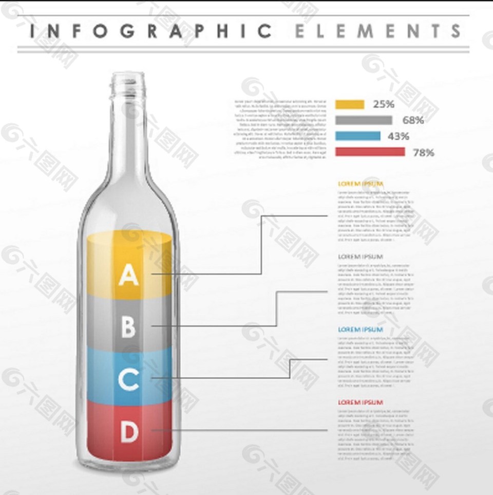 商业酒瓶型图表矢量图