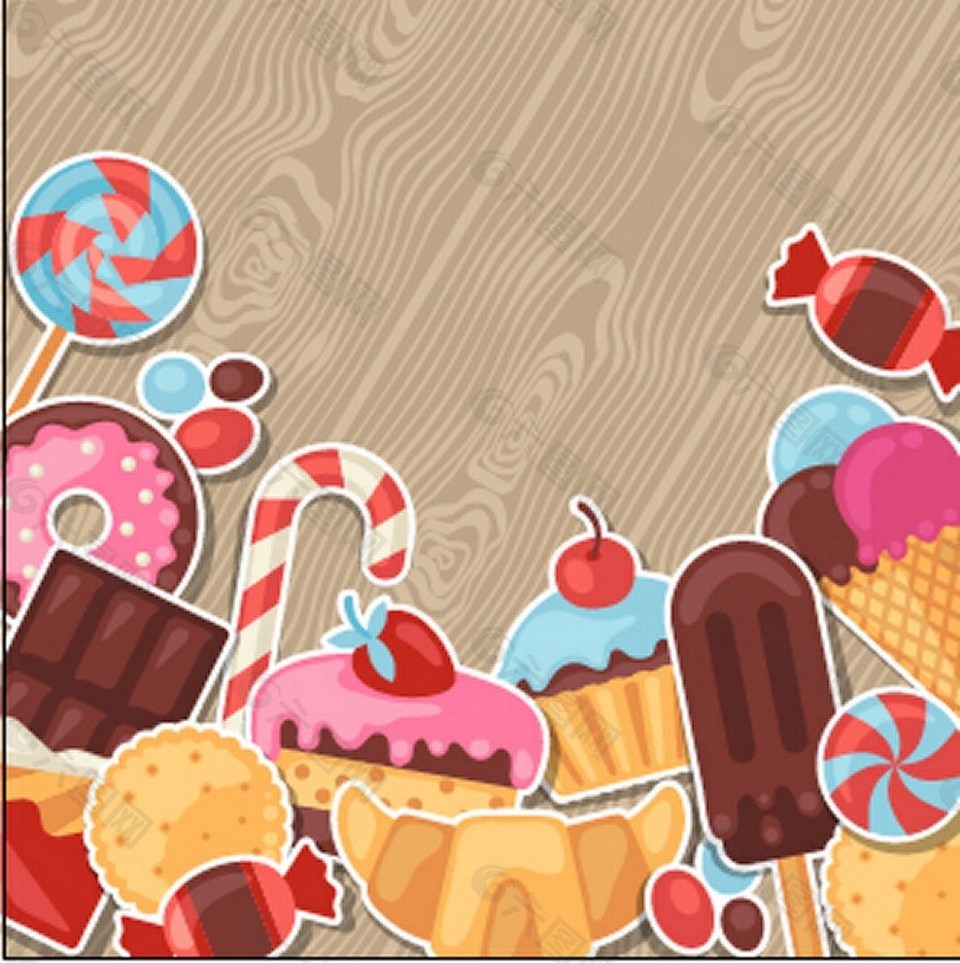 夏日美味冰淇淋矢量图