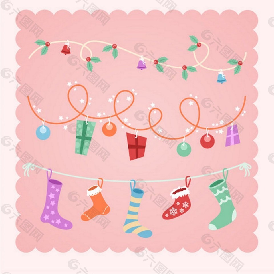 可爱圣诞节袜子礼物背景图