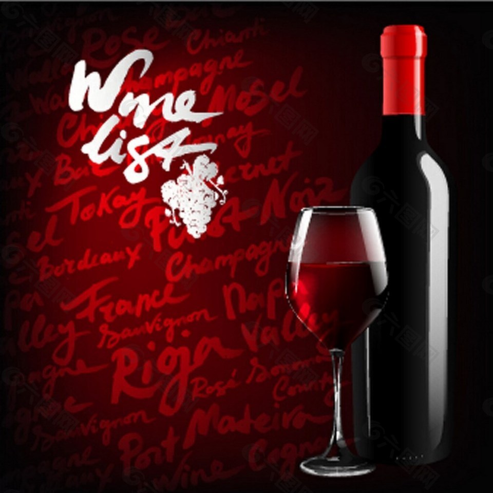 红色葡萄酒背景图