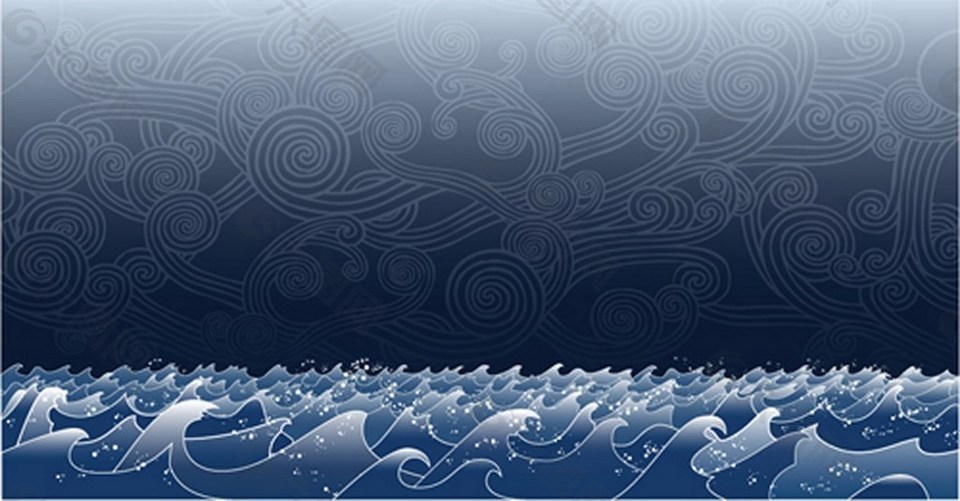 蓝色大海波浪背景图