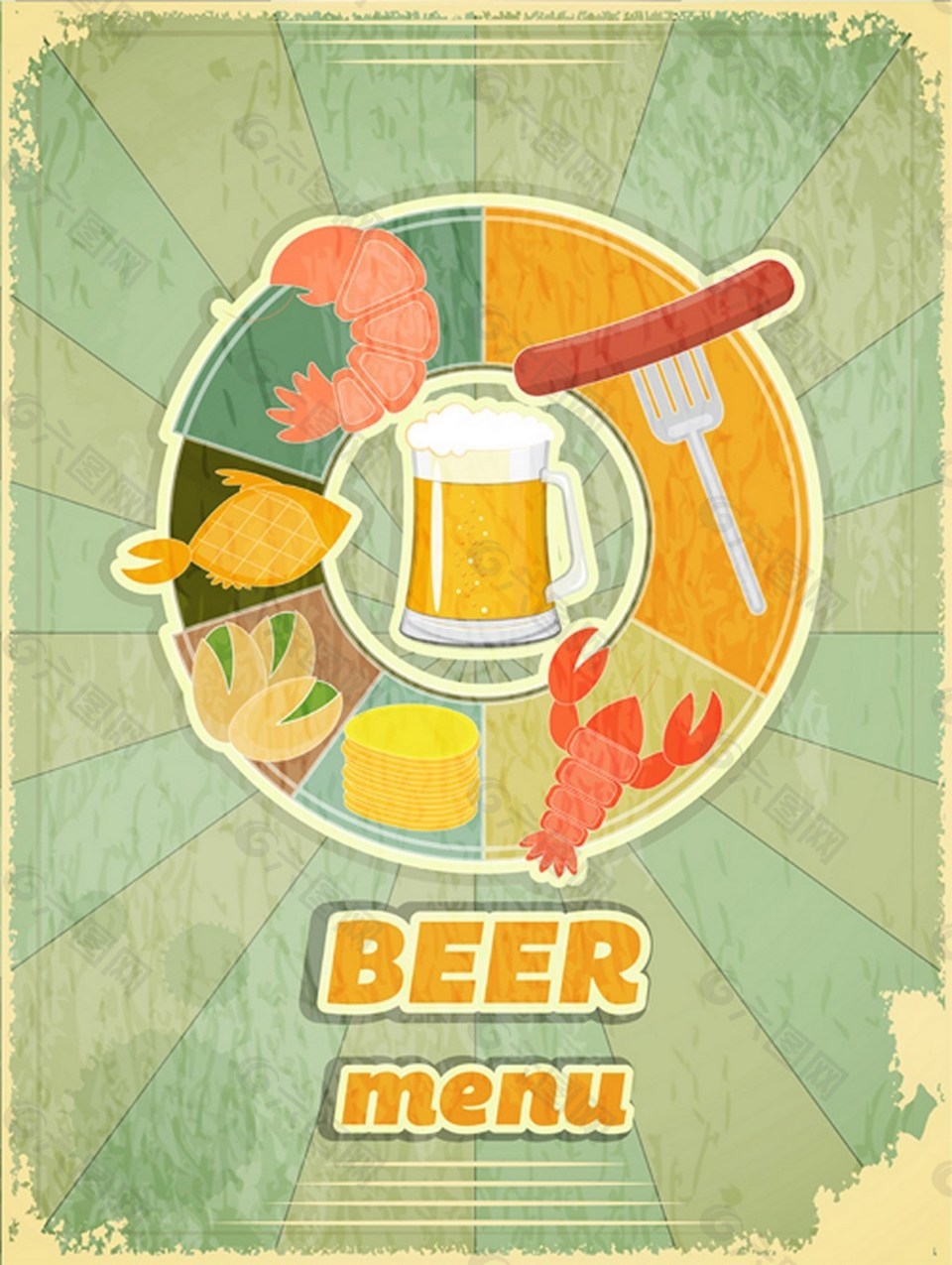 啤酒与美食复古海报材料