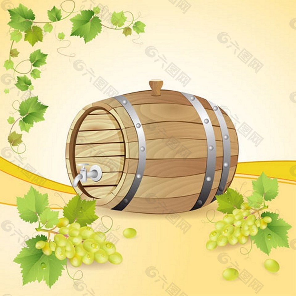 葡萄酒橡木桶背景图