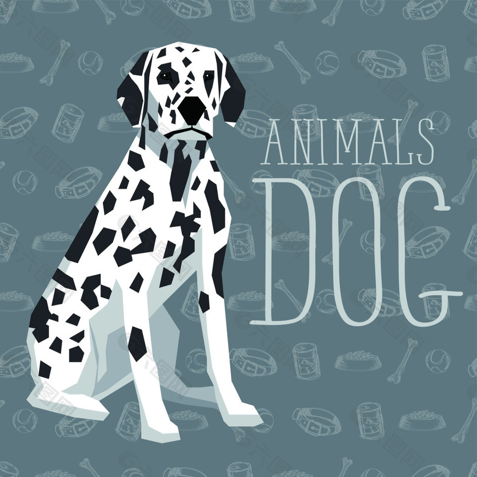 斑点卡通狗狗宠物展示矢量素材