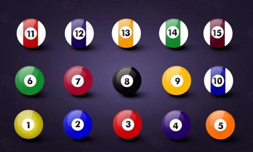 彩色数字桌球背景图