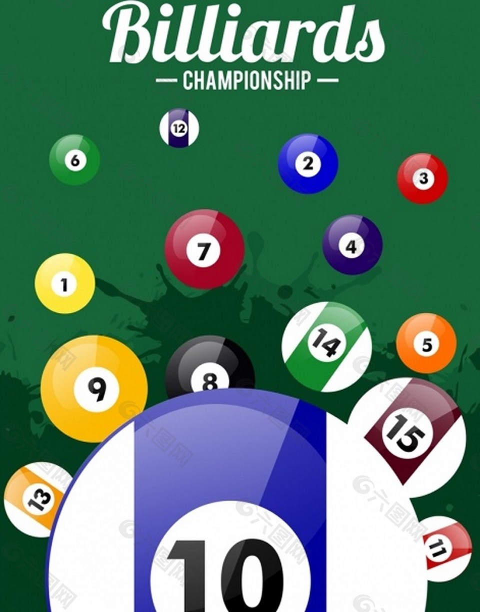 彩色数字桌球背景图