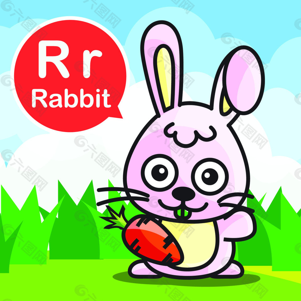 兔子卡通小动物矢量背景素材