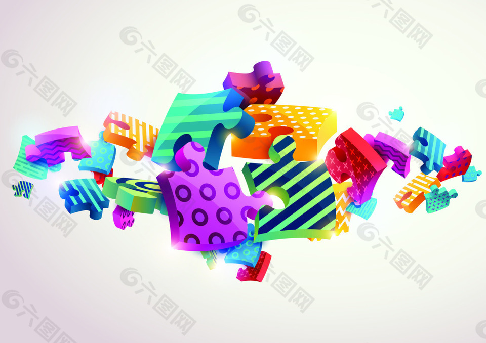 立体3d拼图节日装饰背景矢量素材