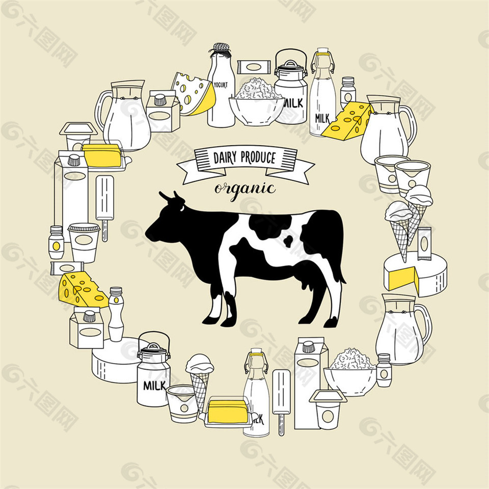 卡通奶牛乳制品图片2
