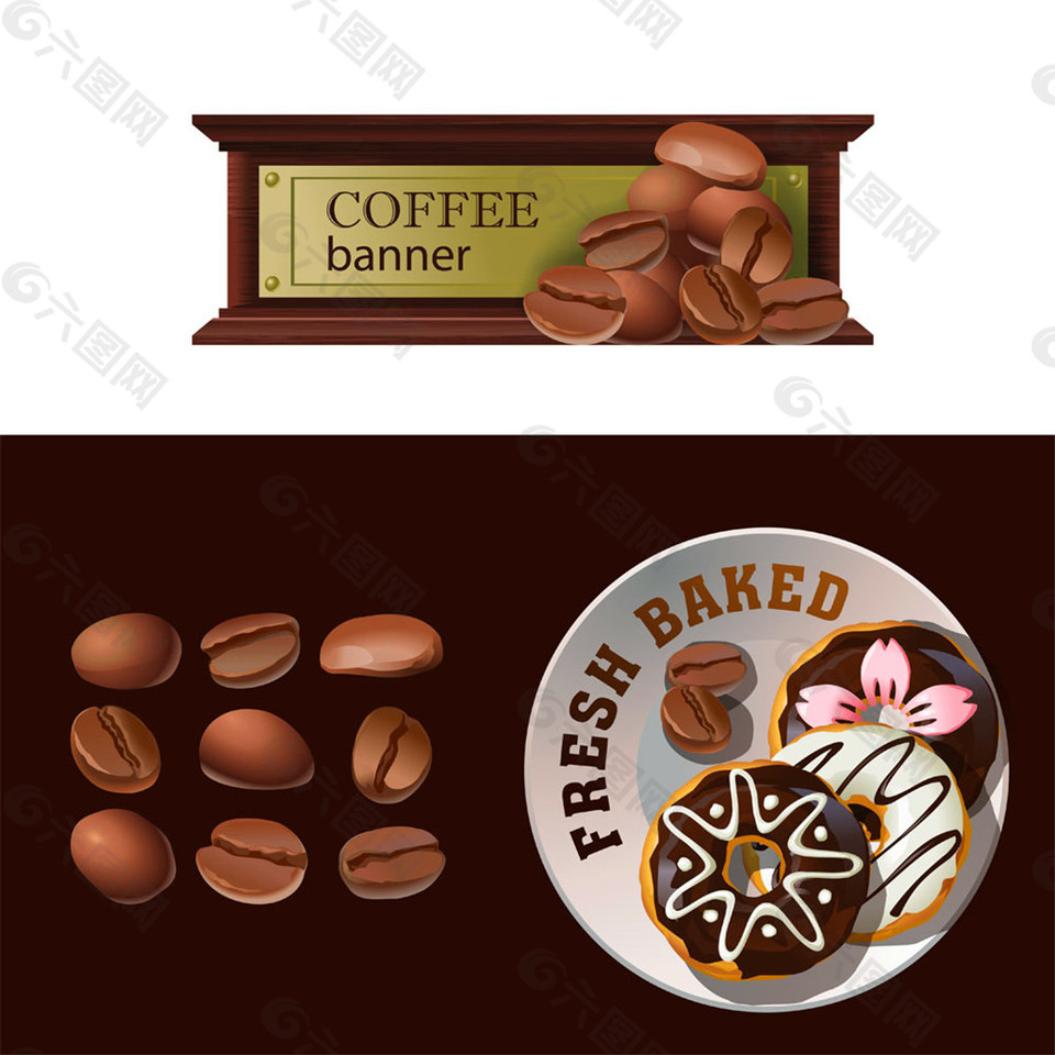 甜甜圈与咖啡豆图片