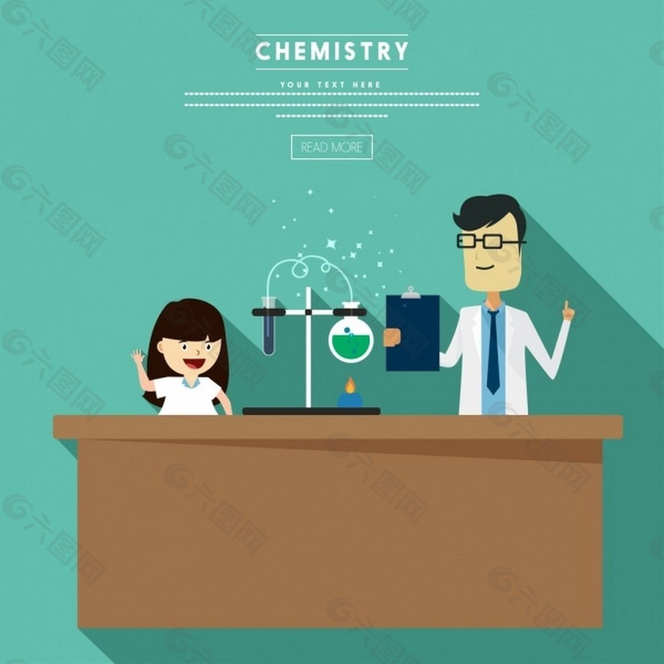 老师与学生做化学实验