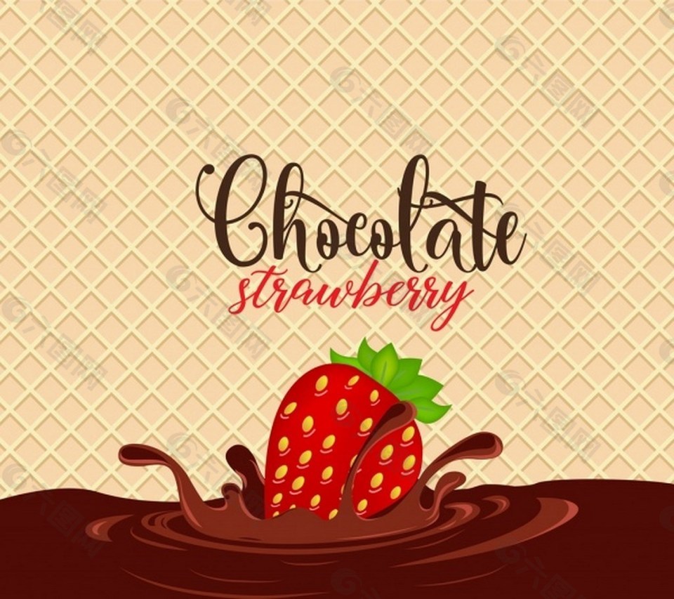 美味草莓巧克力威化饼背景图