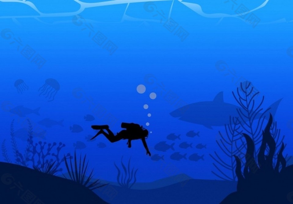 深海潜水背景图