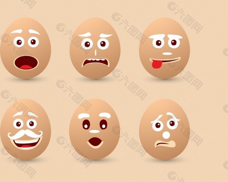 鸡蛋可爱表情矢量图