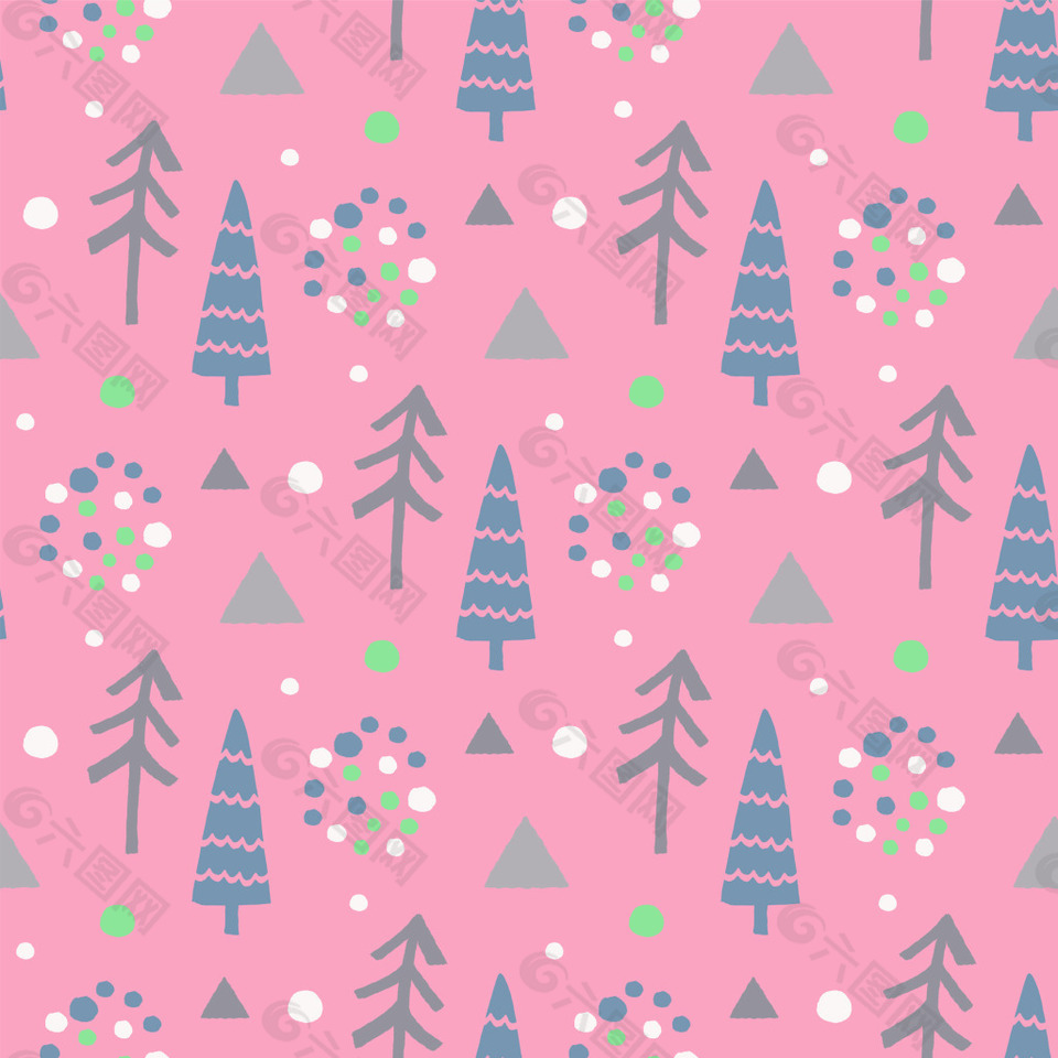 粉色树林矢量设计VI花型
