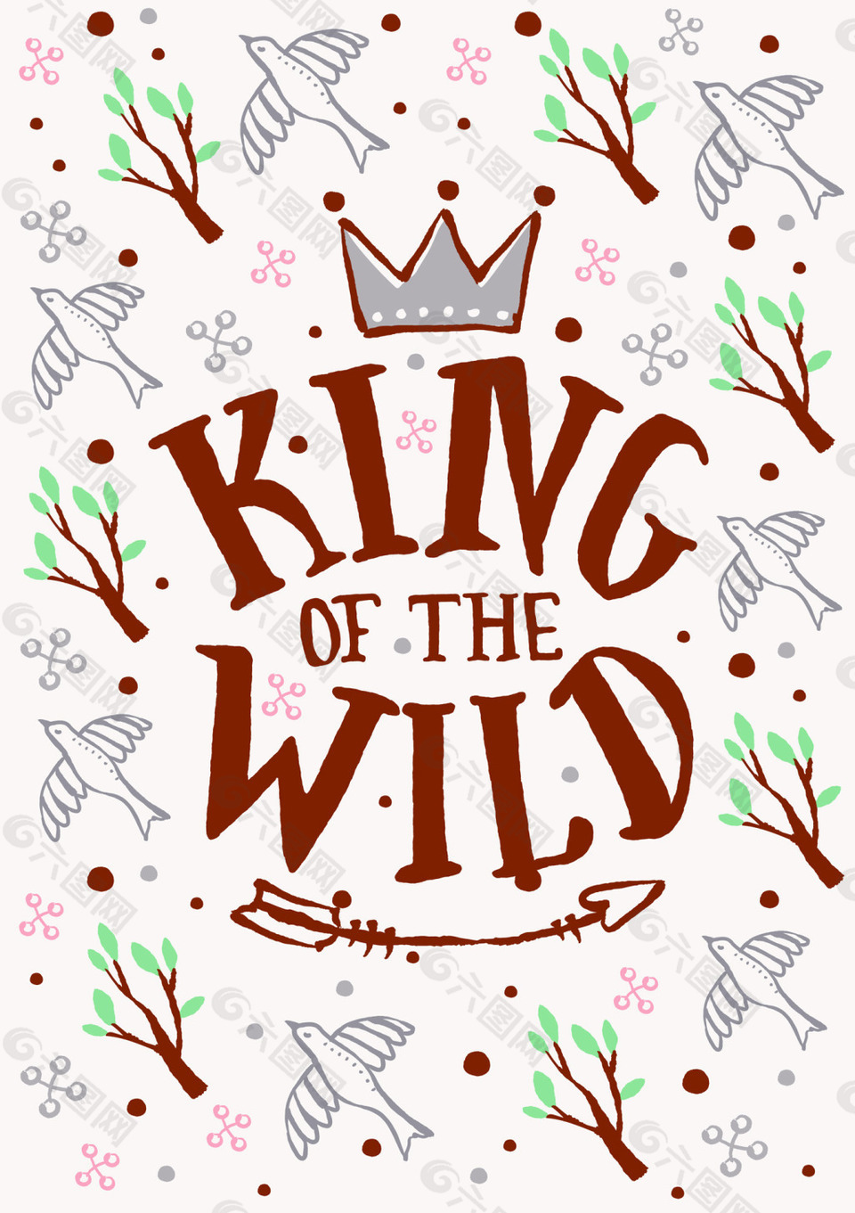 小鸟贺卡图案矢量设计VI花型