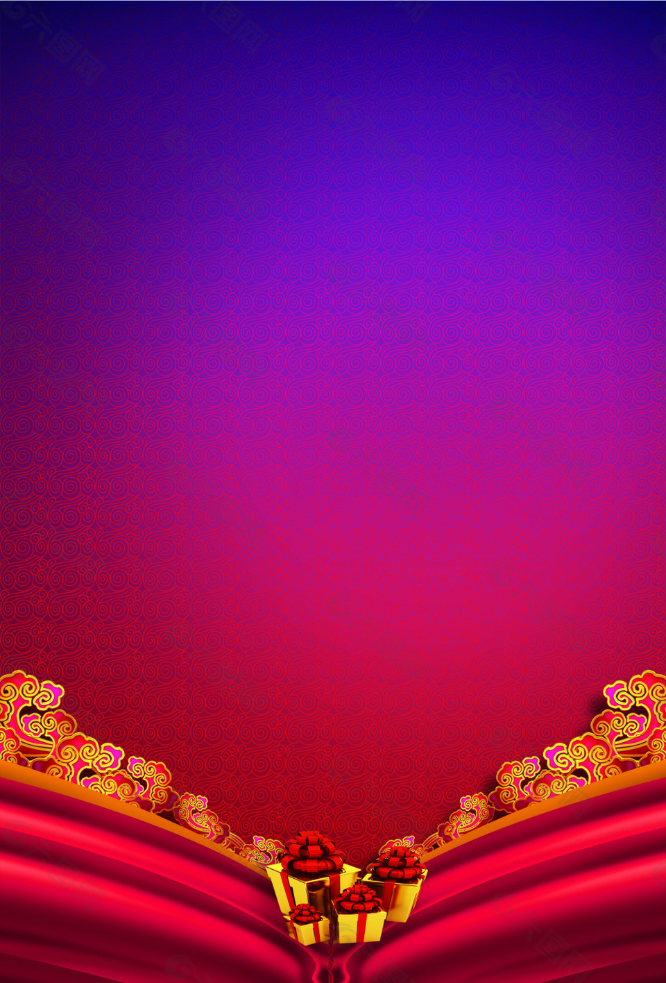 红紫色复古舞台帷幕渐变线条背景