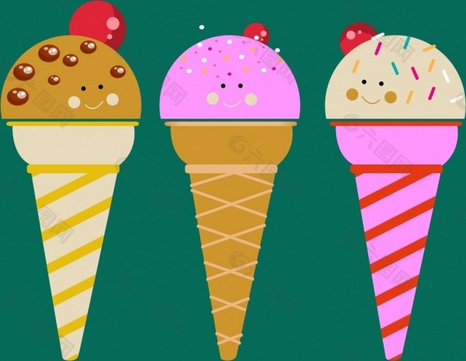 彩色冰淇淋矢量图