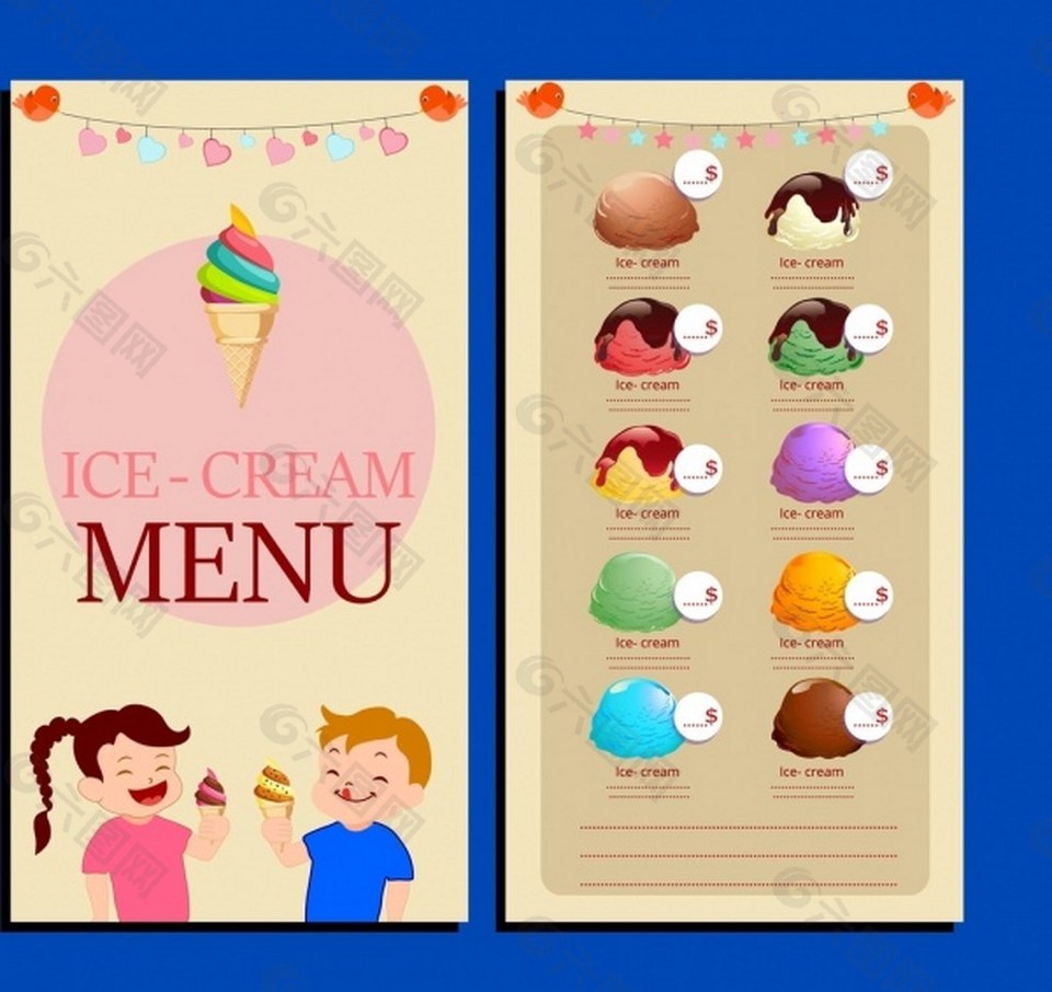 美味冰淇淋菜单背景图