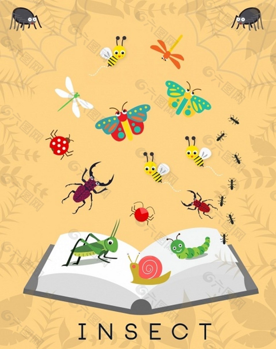 可爱漂亮昆虫背景图背景素材免费下载 图片编号 六图网
