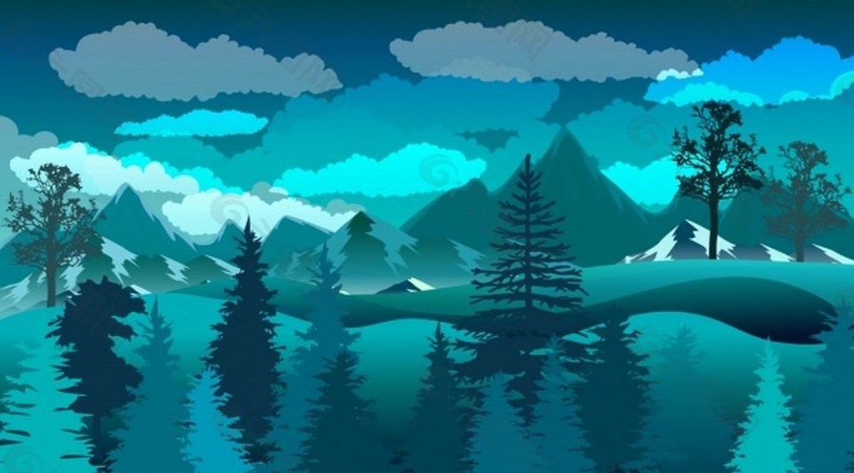 蓝色森林天空背景图