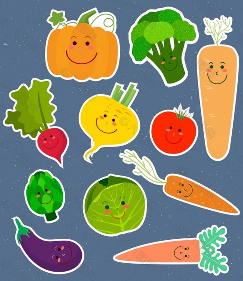 可爱蔬菜矢量背景图