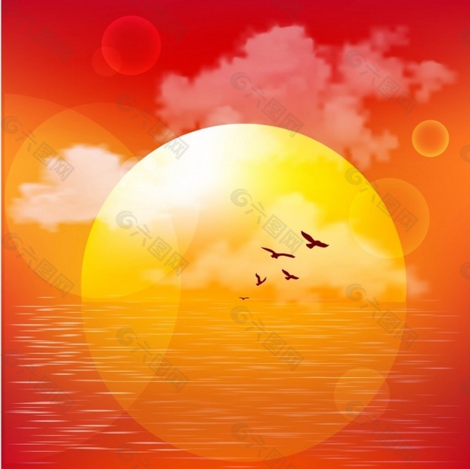 创意梦幻大海太阳背景图