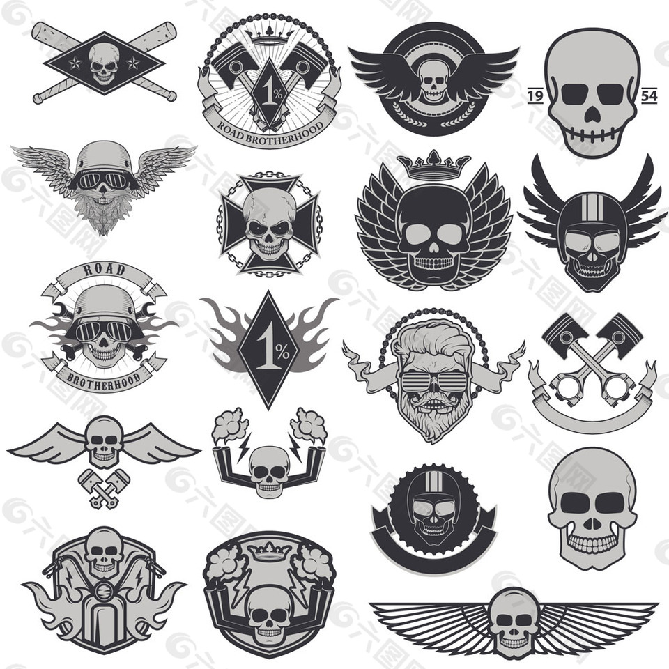 骷髅翅膀标签图片