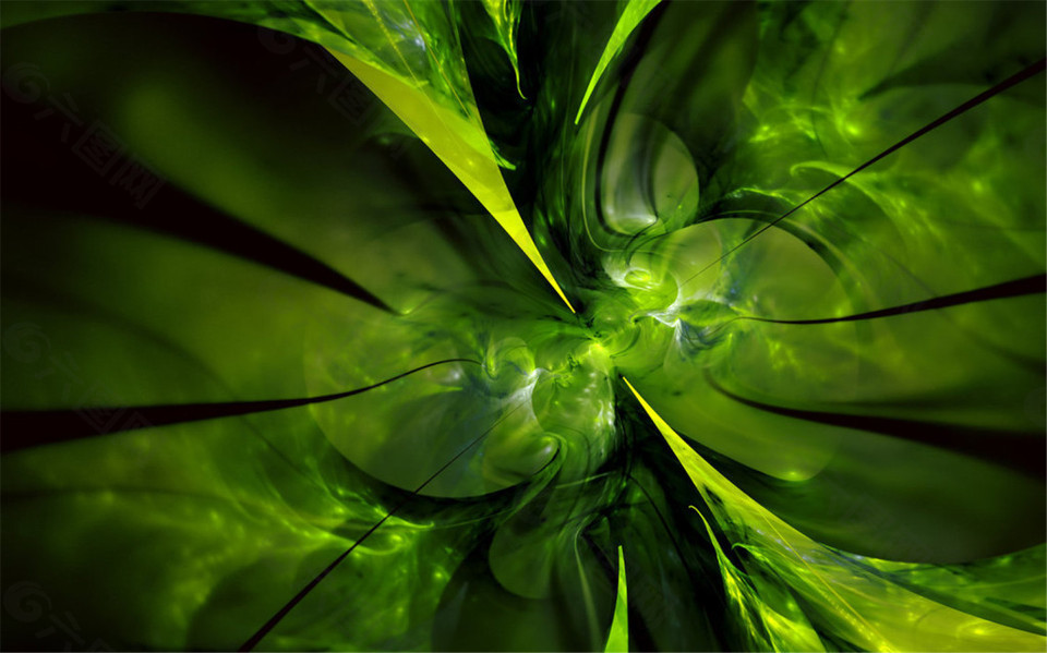 绿色树叶纹科技背景图