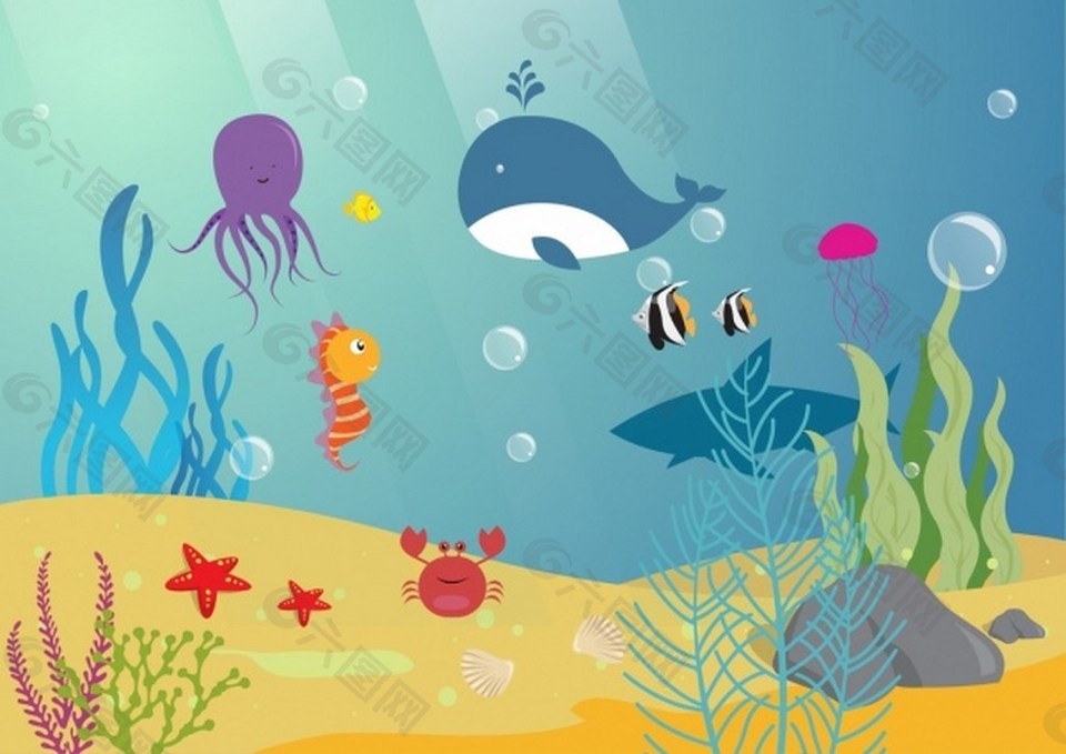 漂亮海底生物背景图