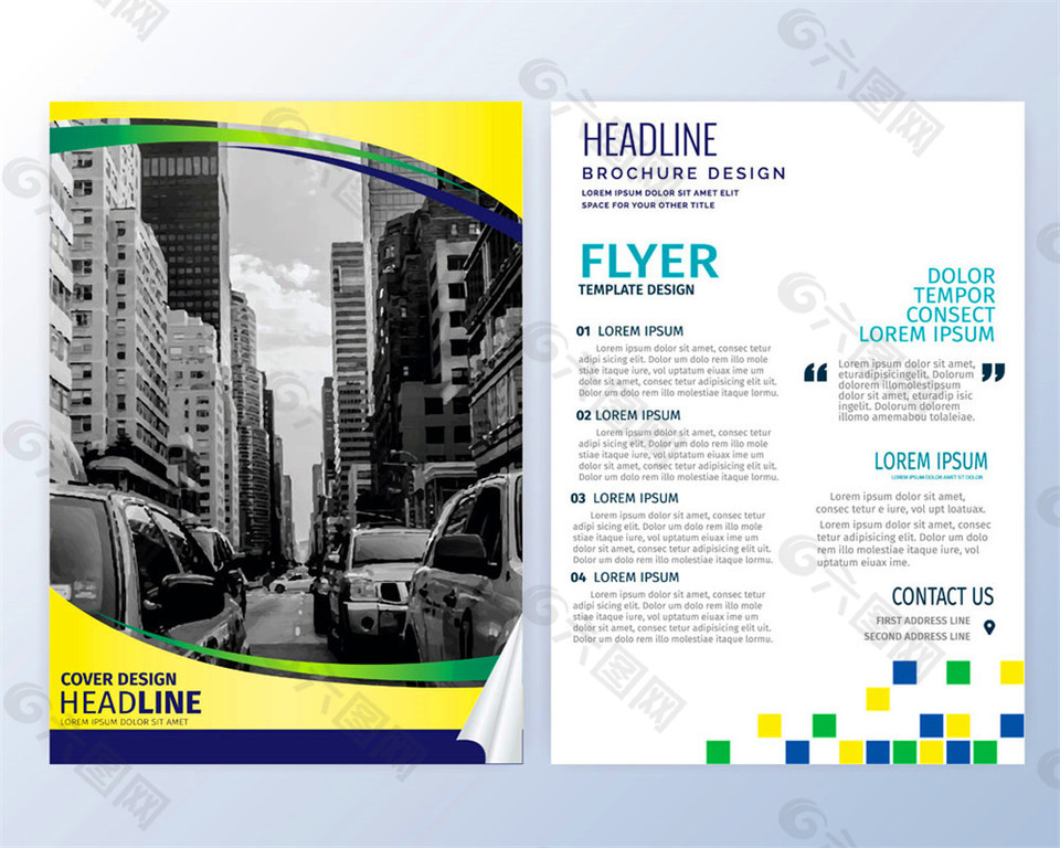 灰白街景大楼画册图片