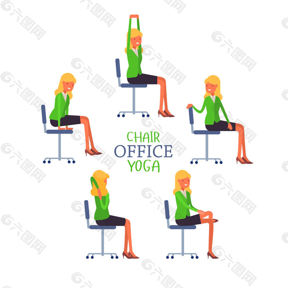 椅子练瑜伽的女人图片