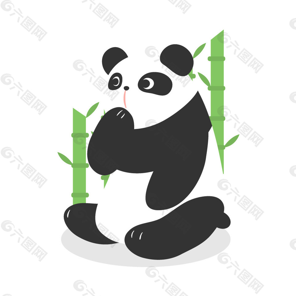 卡通可爱熊猫竹子元素