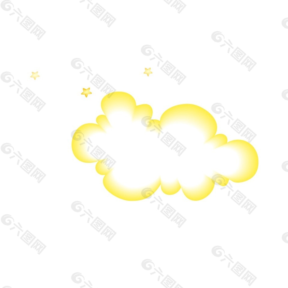 手绘黄色云朵元素