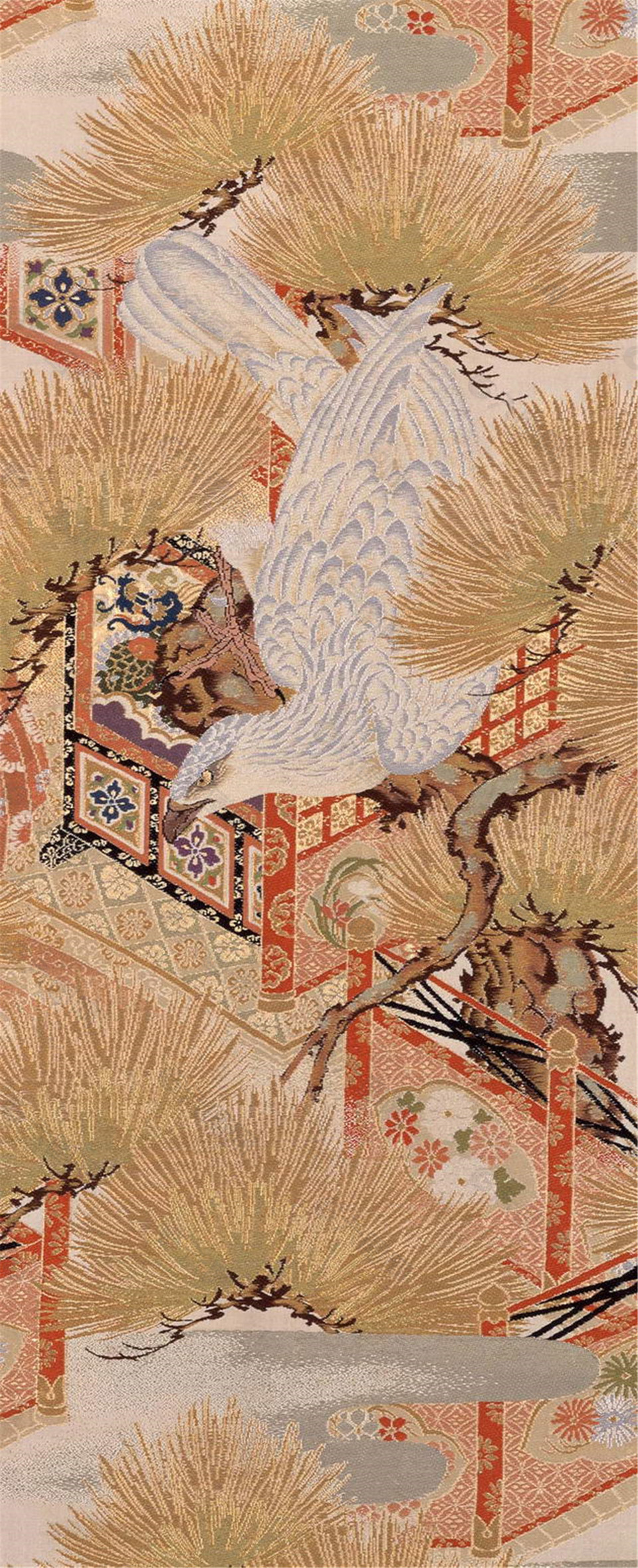 布纹松枝古城背景图
