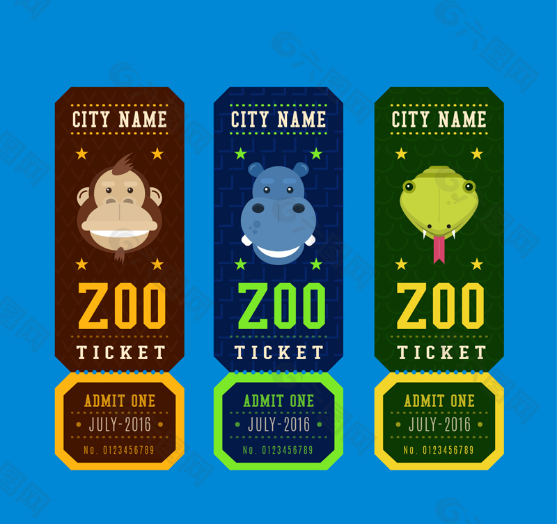 3款创意动物园门票矢量
