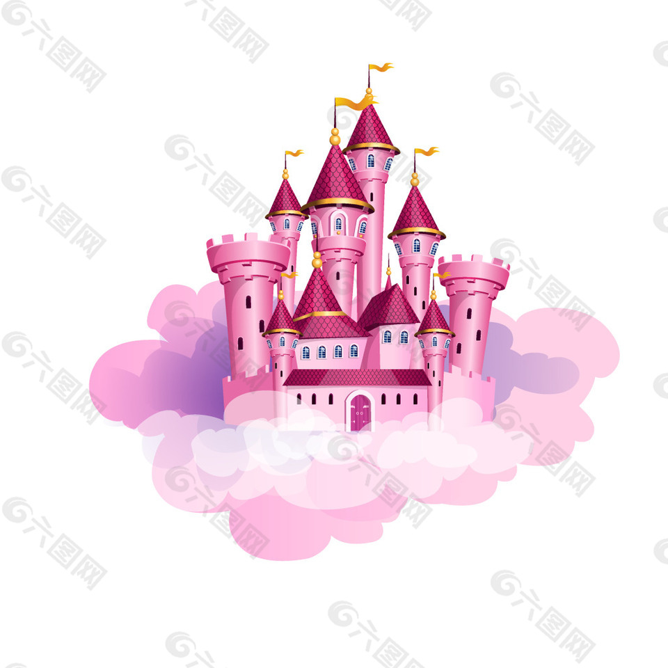 唯美紫色城堡元素