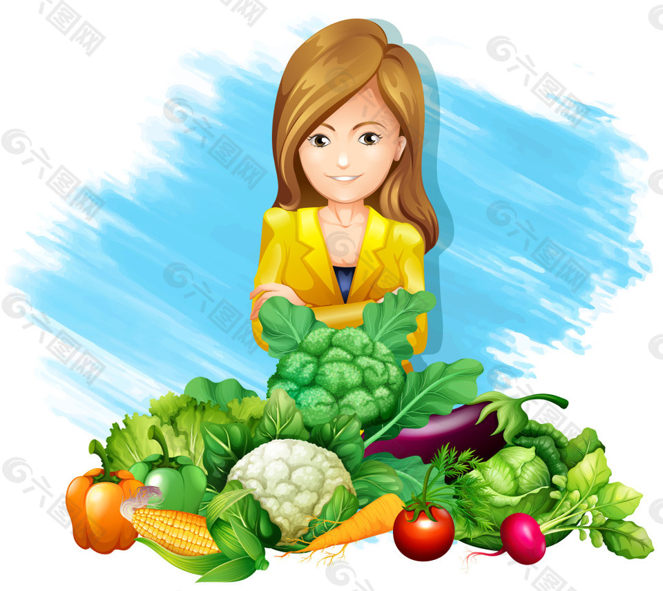 人物和蔬菜插画